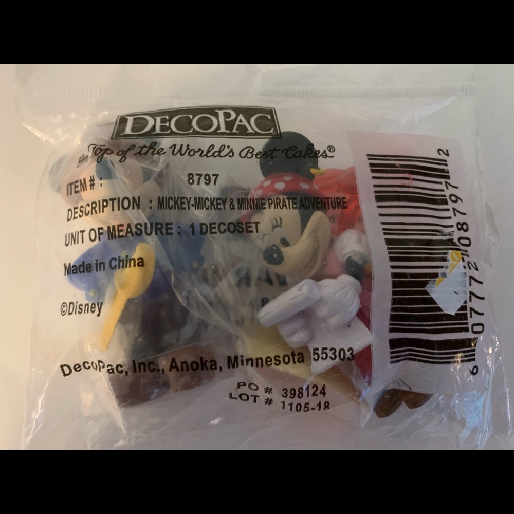 Mickey & Minnie Mouse Pirate Adventure DecoPac Cake Topper Disney New #8797